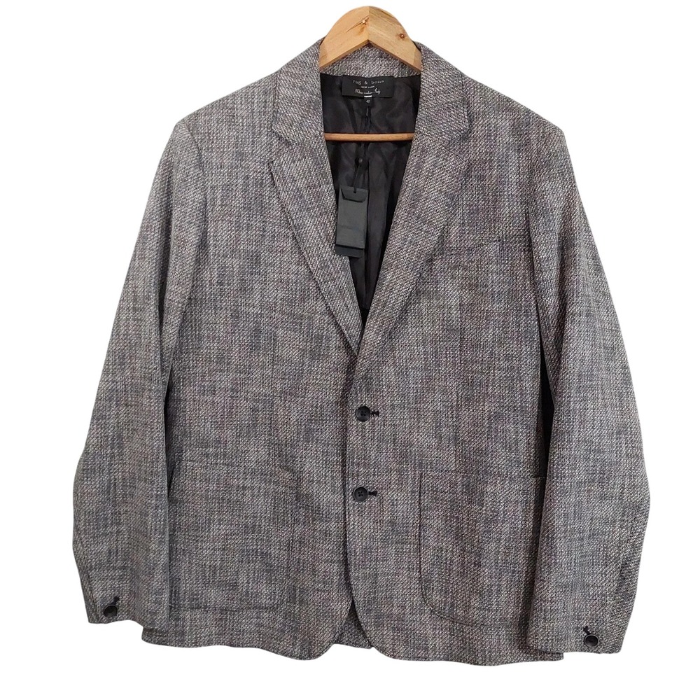Rag & Bone Blazer Mens 42 Navy Multi Herringbone Tweed Butler Patch Pocket Lined